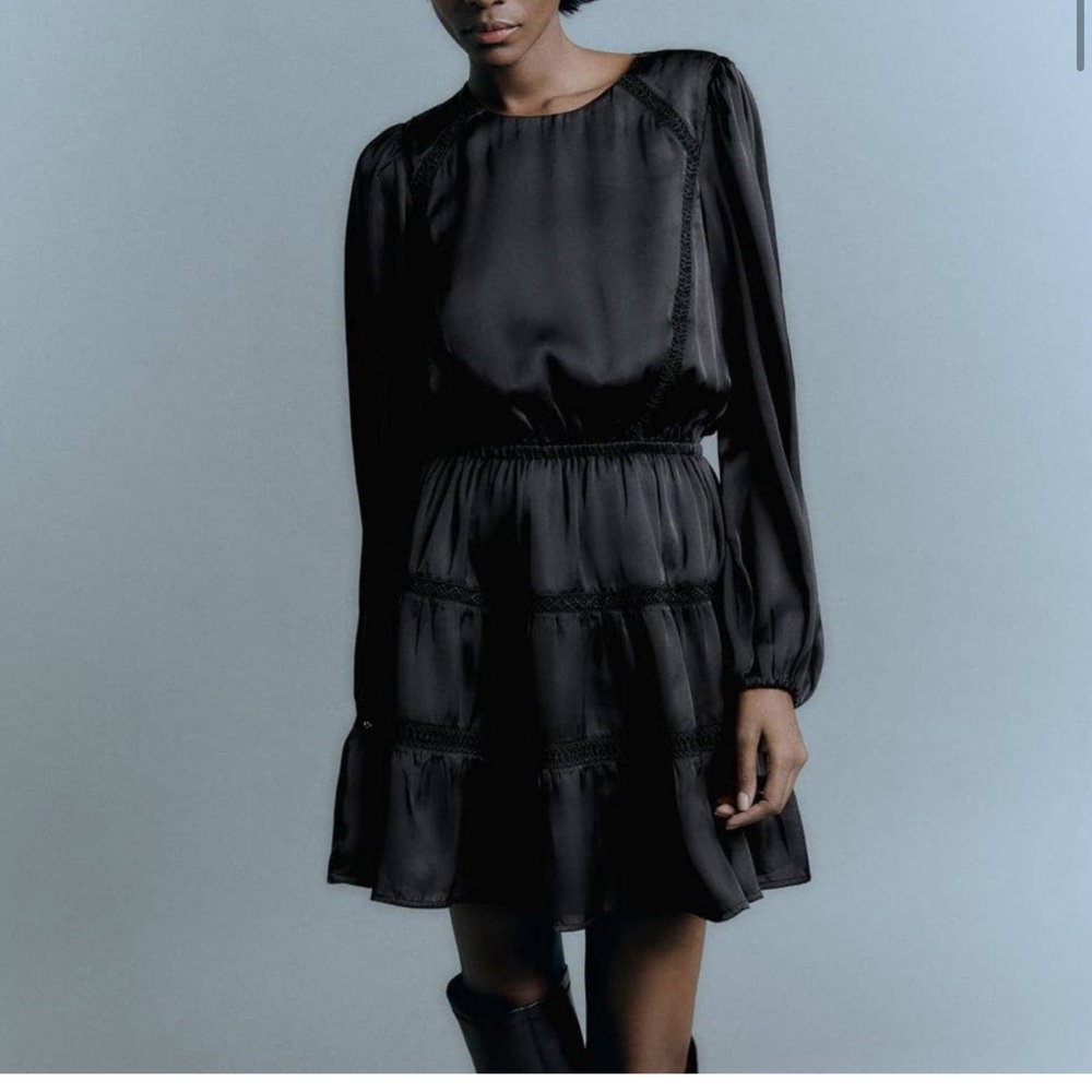 NEW!!✨✨Zara Black Satin Dress size small